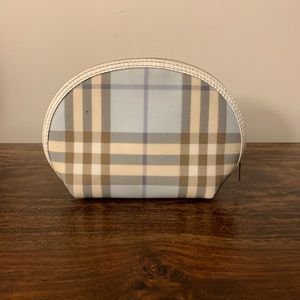 Authentic Burberry Nova Check Pouch; Sky Blue